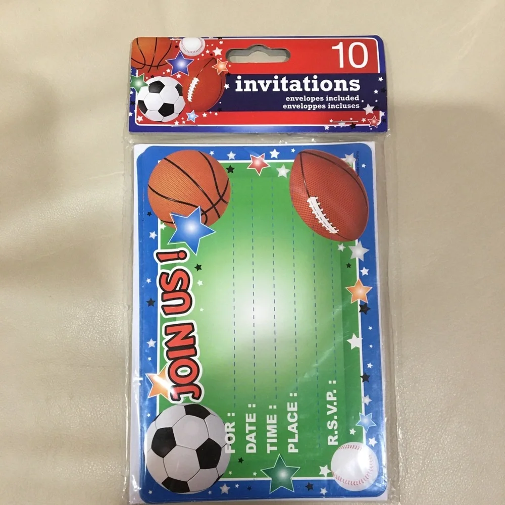 Sports Party Invitations 10 pk